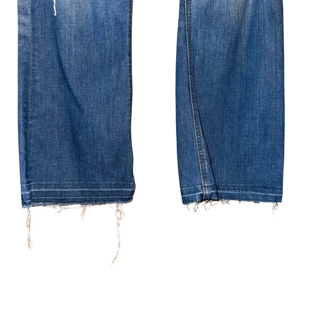 J. CREW Billie Demi Boot Crop Jeans in Warm Indigo Distressed Plus Size 32